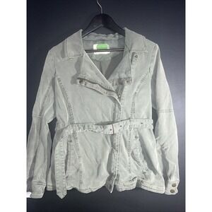 Anthropologie  Everyday Belted Moto Jacket Womens Medium Olive Green